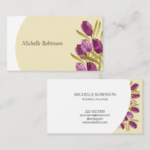 Cartão De Visita Elegante Aquarela Flores de Tulipas Profissionais