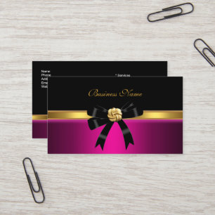 Cartão De Visita Elegante Arco de Joia Rosa Brilhante Preto Dourado