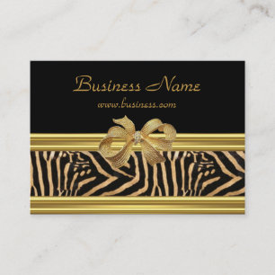 Cartão De Visita Elegante Arco Dourado com Listra de Zebra Preta e 
