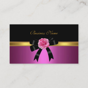Cartão de Visita Elegante Arco Rosa Preto Dourado
