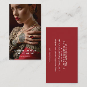 Cartão De Visita Elegante Artista de Tatuagem de Foto