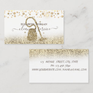 Cartão De Visita Elegante aspirador de confete dourado brilhante