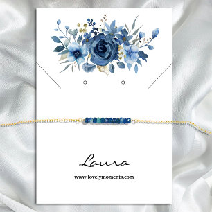 Cartão De Visita Elegante Azul De Inverno Floral De Inverno