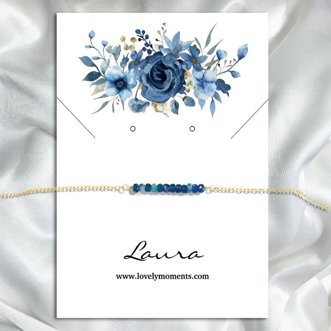 Cartão De Visita Elegante Azul De Inverno Floral De Inverno (Elegant Ice Blue Winter Floral Stud Earring Card #navyblue #weddingfavor #zazzlemade #winterfloral)