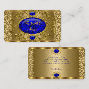 Cartão De Visita Elegante Azul Real Ouro