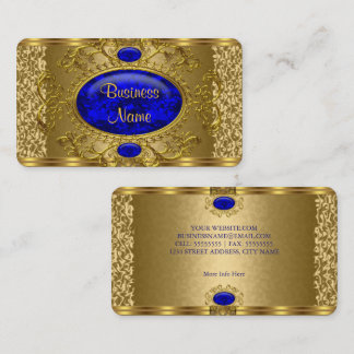Cartão De Visita Elegante Azul Real Ouro