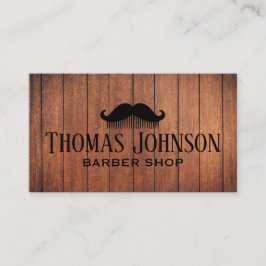 Cartão De Visita Elegante Barbearia Rústica de Madeira