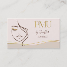 Cartão de Visita Elegante Bege & Dourado PMU