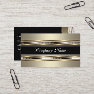 Cartão de Visita Elegante Bege e Preto