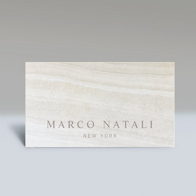 Cartão De Visita Elegante Beige Marble Stone (Criador carregado)