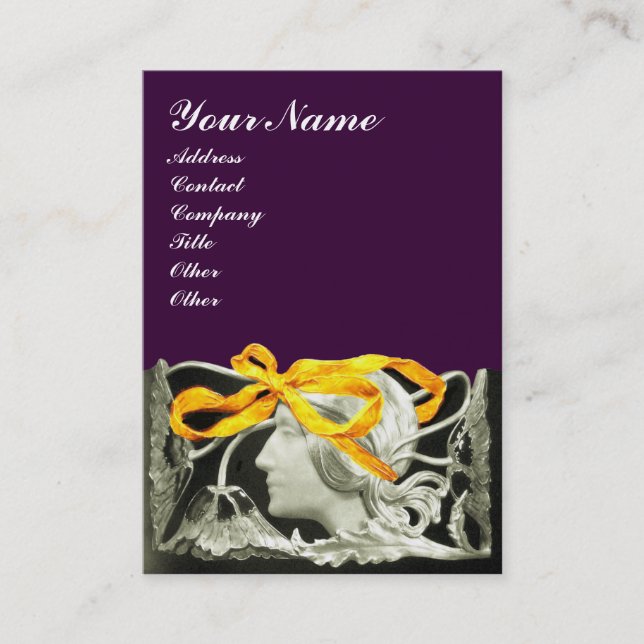 Cartão De Visita ELEGANTE BELEZA preto e branco, roxo amarelo (Frente)