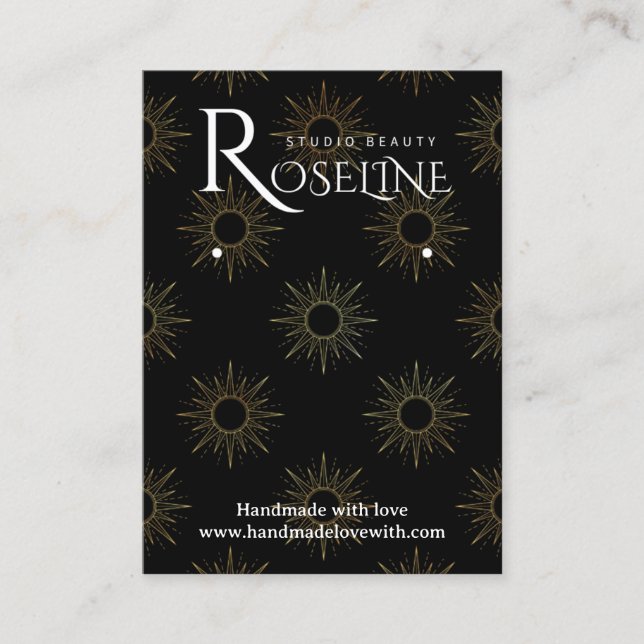 Cartão De Visita Elegante, Black and gold Sun - Tela de joias mágic (Frente)