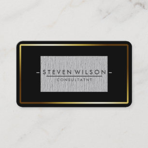 Cartão De Visita Elegante Black Professional Modern Plain Dourado