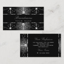 Elegante Black White Silver Borders Na moda