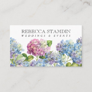 Cartão De Visita Elegante Blue Hydrangea Floral Professional