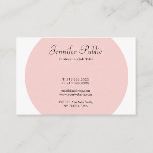 Cartão De Visita Elegante Blush Cor-de-rosa branco simples profissi