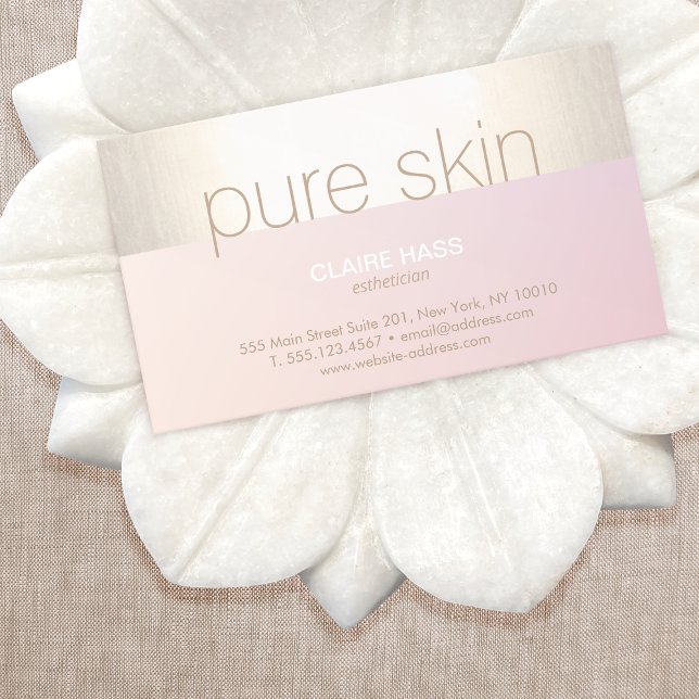 Cartão De Visita Elegante Blush Dourado Estheticista Rosa Spa (Criador carregado)