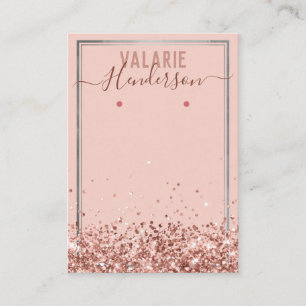 Cartão De Visita Elegante Blush Pink Glitter Holder
