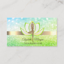 Elegante Bokeh Green Lotus Yoga Glitter Girl