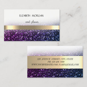 Cartão De Visita Elegante Bokeh Ombre Glitter Moderno, Listras Dour