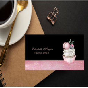 Cartão De Visita Elegante Bonito, Cupcake Macaron