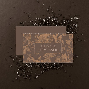 Cartão De Visita Elegante Botânico Rosa Dourado Floral Professio