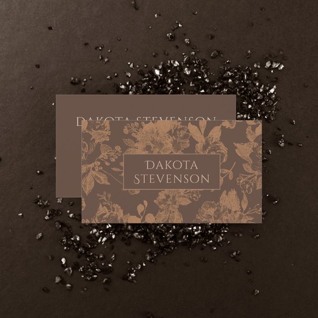 Cartão De Visita Elegante Botânico | Rosa Dourado Floral Profession (Criador carregado)
