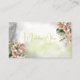 Cartão De Visita Elegante Botânico Tropical Floral Moderno