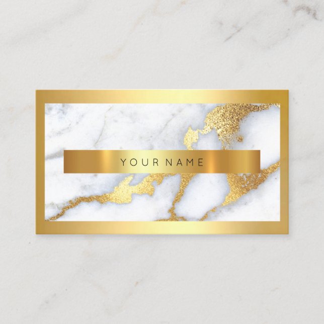 Cartão De Visita Elegante branco de mármore branco de estrutura de  (Frente)