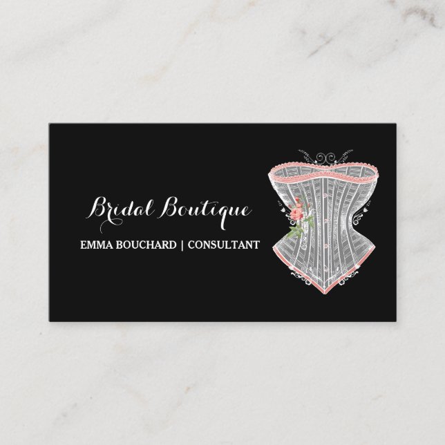 Cartão De Visita Elegante Bridal Boutique Vintage Corset Lingerie (Frente)