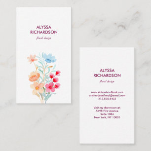 Cartão De Visita Elegante Buquê Floral Florido