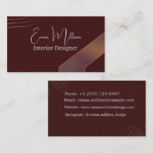 Cartão de Visita Elegante Burgundy Dourado