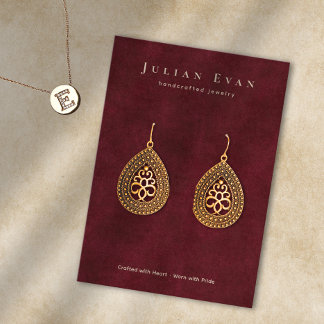 Cartão De Visita Elegante Burgundy Red Jewelry Earring