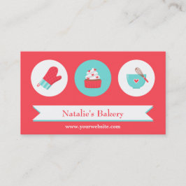Cartão De Visita Elegante Cafè Padaria de Cupcakes Moderna Turquesa