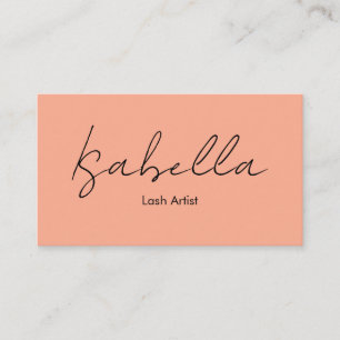 Cartão De Visita Elegante Caligrafia Peach Lash Artista