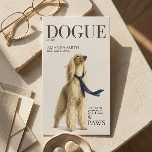 Cartão de Visita Elegante Cão Afegão Dourado