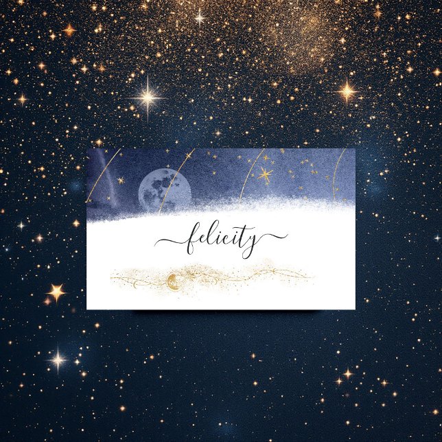 Cartão De Visita Elegante Celestial Starry Night (Criador carregado)