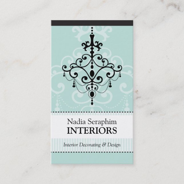 CARTÃO DE VISITA elegante, chandelier preto, horte (Frente)