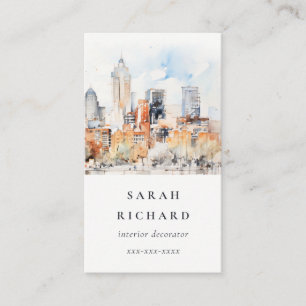 Cartão De Visita Elegante Chic Denver Colorado Skyline Watercolor