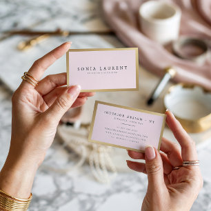 Cartão De Visita Elegante chic dourado metálico blush rosa minimali