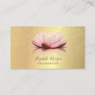 Cartão De Visita Elegante Chic Lotus Dourado Confete Instrutora de