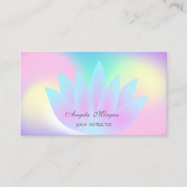 Cartão De Visita Elegante Chic Lotus Flower Holographic (Frente)