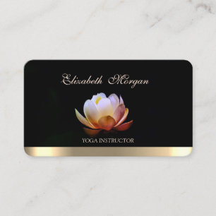 Cartão De Visita Elegante Chic Profissional Lótus, Preto Yoga