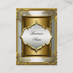 Cartão De Visita Elegante Chique Branco Preto Dourado Antigo