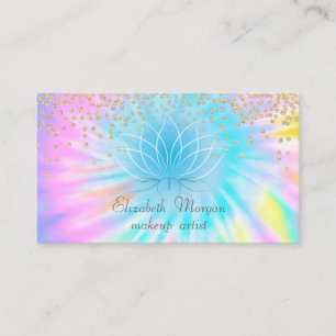 Cartão De Visita Elegante Chique Brilhante Diamantes Lótus Tie Dye