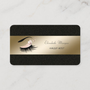 Cartão De Visita Elegante Chique, Cílios Postiços, Maquiador, Preto
