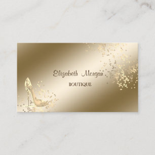 Cartão De Visita Elegante Chique,Confete Dourado,Sapatos de Salto A