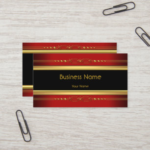 Cartão De Visita Elegante Chique Preto Amarelo Dourado Vermelho Fun