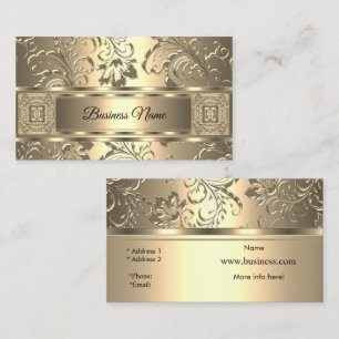 Cartão De Visita Elegante Clássico Sépia Creme Damasco Floral