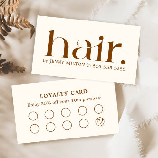 Cartão De Visita Elegante Clean Boho Brown Bold Hair Stylist